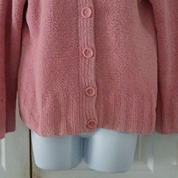 Villager by Liz Claiborne button down fuzzy sweater cardigan Sz M - Picture 2 of 5